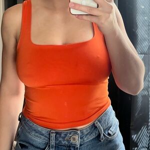 Orange & Blue slightly cropped tanks